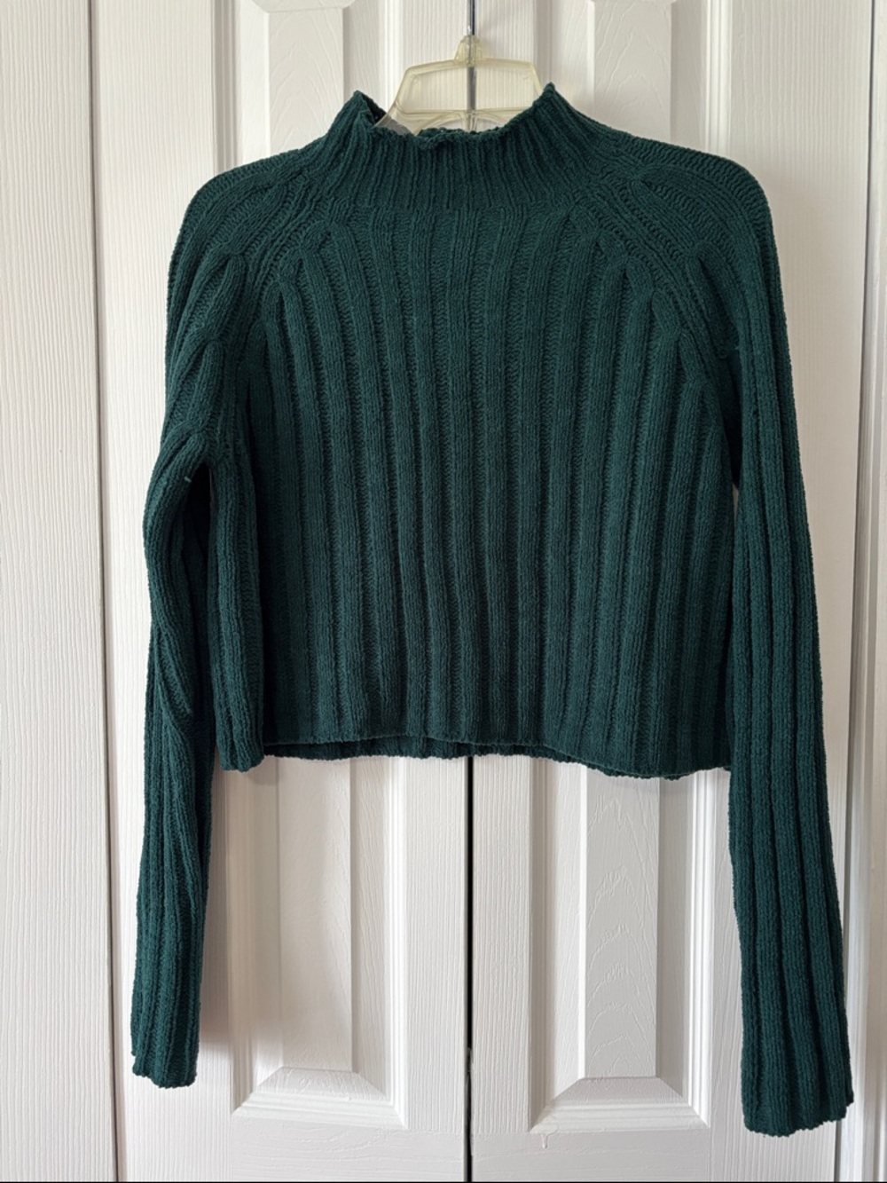 American Eagle Outfitters Ribbed Mock Neck Sweater - Teal Green